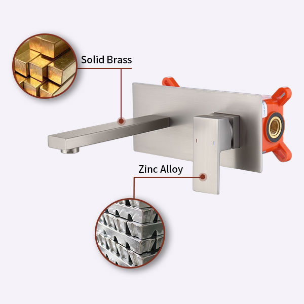 Wall Mount Faucet for Bathroom Sink or Bathtub, Single Handle2 Holes Brass Rough-in Valve Included, Brushed Nickel[Unable ship on weekends, TK/TEMU only for pickup, only TX10643 warehouse supports GOFO]